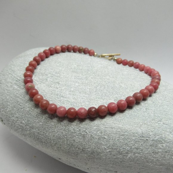 Rhodonite gemstone bead bracelet - Picture 1 of 8